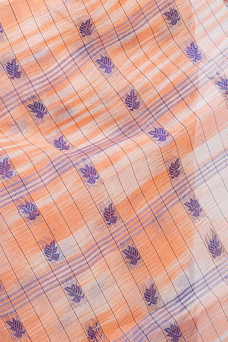 Light Orange Pure Cotton KotkiTat Tant Saree (892)
